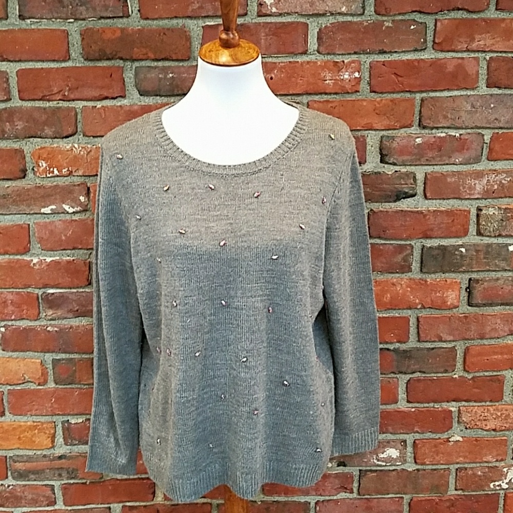Grey Beaded Sweater